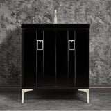 Linkasink - Tuxedo 30'' Wide Black Vanity with Satin Nickel Coach Pull and Hardware, 30'' x 22'' x 33.5'' (without vanity top) - Black with Satin Nickel Hardware