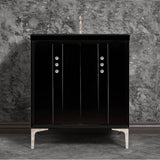 Linkasink - Tuxedo 30'' Wide Black Vanity with Polished Nickel Buttons and Hardware, 30'' x 22'' x 33.5'' (without vanity top) - Black with Polished Nickel Hardware