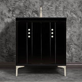 Linkasink - Tuxedo 30'' Wide Black Vanity with Satin Nickel Buttons and Hardware, 30'' x 22'' x 33.5'' (without vanity top) - Black with Satin Nickel Hardware