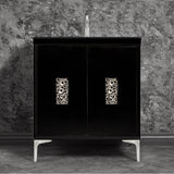 Linkasink - Frame 30'' Wide Black Vanity with Satin Nickel Coral Grate and Legs, 30'' x 22'' x 33.5'' (without vanity top) - Black with Satin Nickel Hardware