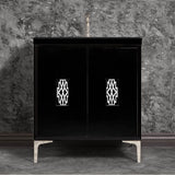 Linkasink - Frame 30'' Wide Black Vanity with Polished Nickel Deco Grate and Legs, 30'' x 22'' x 33.5'' (without vanity top) - Black with Polished Nickel Hardware