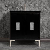 Linkasink - Frame 30'' Wide Black Vanity with Polished Nickel Louver Grate and Legs, 30'' x 22'' x 33.5'' (without vanity top) - Black with Polished Nickel Hardware