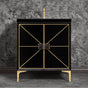 Linkasink - DIVERGENCE with Artisan Glass Hardware 30'' Wide Vanity, Black, Polished Brass Hardware, 30'' x 22'' x 33.5'' (without vanity top) - Polished Brass with Black Glass