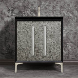 Linkasink - MOTHER OF PEARL with 18'' Artisan Glass Prism Hardware 30'' Wide Vanity, Black, Satin Nickel Hardware, 30'' x 22'' x 33.5'' (without vanity top) - Satin Nickel with Ã‰glomisÃ© Prism Glass