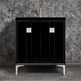Linkasink - TUXEDO with 3'' Artisan Glass Prism Hardware 30'' Wide Vanity, Black, Polished Nickel Hardware, 30'' x 22'' x 33.5'' (without vanity top) - Polished Nickel with Ã‰glomisÃ© Prism Glass