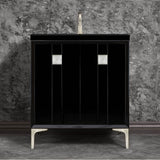 Linkasink - TUXEDO with 3'' Artisan Glass Prism Hardware 30'' Wide Vanity, Black, Satin Nickel Hardware, 30'' x 22'' x 33.5'' (without vanity top) - Satin Nickel with Ã‰glomisÃ© Prism Glass