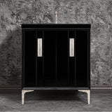 Linkasink - TUXEDO with 8'' Artisan Glass Prism Hardware 30'' Wide Vanity, Black, Polished Nickel Hardware, 30'' x 22'' x 33.5'' (without vanity top) - Polished Nickel with Ã‰glomisÃ© Prism Glass