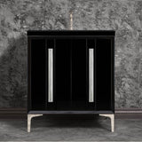 Linkasink - TUXEDO with 18'' Artisan Glass Prism Hardware 30'' Wide Vanity, Black, Polished Nickel Hardware, 30'' x 22'' x 33.5'' (without vanity top) - Polished Nickel with Ã‰glomisÃ© Prism Glass