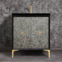 Linkasink - Mother of Pearl with 3'' Polished Brass Star Hardware, 30'' Wide Vanity, Black, 30'' x 22'' x 33.5'' (without vanity top) - Polished Brass
