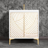 Linkasink - Lateen 30'' Wide White Vanity with Hand Applied Metal Leaf and Polished Brass Hardware - White with Polished Brass Hardware