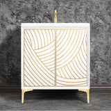 Linkasink - Lateen 30'' Wide White Vanity with Hand Applied Metal Leaf and Satin Brass Hardware - White with Satin Brass Hardware