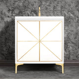 Linkasink - Divergence 30'' Wide White Vanity with Hand Applied Metal Leaf and Satin Brass Hardware - White with Satin Brass Hardware