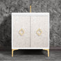 Linkasink - Mother of Pearl 30'' Wide White Vanity with Polished Brass Arabesque Pull and Hardware - White with Polished Brass Hardware
