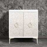Linkasink - Mother of Pearl 30'' Wide White Vanity with Polished Nickel Arabesque Pull and Hardware - White with Polished Nickel Hardware