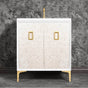Linkasink - Mother of Pearl 30'' Wide White Vanity with Polished Brass Coach Pull and Hardware - White with Polished Brass Hardware