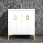 Linkasink - Tuxedo 30'' Wide White Vanity with Polished Brass Coach Pull and Hardware - White with Polished Brass Hardware