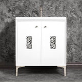 Linkasink - Frame 30'' Wide White Vanity with Polished Nickel Coral Grate and Legs - White with Polished Nickel Hardware