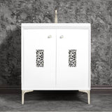Linkasink - Frame 30'' Wide White Vanity with Satin Nickel Coral Grate and Legs - White with Satin Nickel Hardware