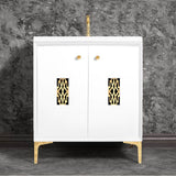Linkasink - Frame 30'' Wide White Vanity with Polished Brass Deco Grate and Legs - White with Polished Brass Hardware