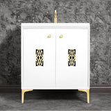 Linkasink - Frame 30'' Wide White Vanity with Satin Brass Deco Grate and Legs - White with Satin Brass Hardware
