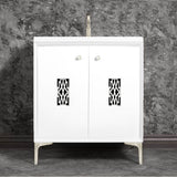 Linkasink - Frame 30'' Wide White Vanity with Satin Nickel Deco Grate and Legs - White with Satin Nickel Hardware