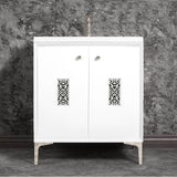 Linkasink - Frame 30'' Wide White Vanity with Polished Nickel Filigree Grate and Legs - White with Polished Nickel Hardware