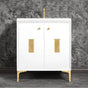 Linkasink - Frame 30'' Wide White Vanity with Polished Brass Louver Grate and Legs - White with Polished Brass Hardware