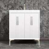 Linkasink - TUXEDO with 8'' Artisan Glass Prism Hardware 30'' Wide Vanity, White, Satin Nickel Hardware, 30'' x 22'' x 33.5'' (without vanity top) - Satin Nickel with Ã‰glomisÃ© Prism Glass