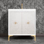 Linkasink - Mother of Pearl with 3'' Polished Brass Star Hardware, 30'' Wide Vanity, White, 30'' x 22'' x 33.5'' (without vanity top) - Polished Brass