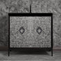 Linkasink - Mother of Pearl 36'' Wide Black Vanity with Satin Black Arabesque Pull and Hardware, 36'' x 22'' x 33.5'' (without vanity top) - Black with Black Hardware