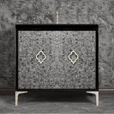 Linkasink - Mother of Pearl 36'' Wide Black Vanity with Polished Nickel Arabesque Pull and Hardware, 36'' x 22'' x 33.5'' (without vanity top) - Black with Polished Nickel Hardware