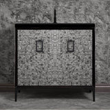 Linkasink - Mother of Pearl 36'' Wide Black Vanity with Satin Black Coach Pull and Hardware, 36'' x 22'' x 33.5'' (without vanity top) - Black with Black Hardware
