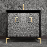 Linkasink - Mother of Pearl 36'' Wide Black Vanity with Satin Brass Coach Pull and Hardware, 36'' x 22'' x 33.5'' (without vanity top) - Black with Satin Brass Hardware