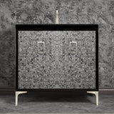 Linkasink - Mother of Pearl 36'' Wide Black Vanity with Satin Nickel Coach Pull and Hardware, 36'' x 22'' x 33.5'' (without vanity top) - Black with Satin Nickel Hardware