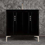 Linkasink - Tuxedo 36'' Wide Black Vanity with Polished Nickel Buttons and Hardware, 36'' x 22'' x 33.5'' (without vanity top) - Black with Polished Nickel Hardware