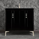 Linkasink - Tuxedo 36'' Wide Black Vanity with Satin Nickel Buttons and Hardware, 36'' x 22'' x 33.5'' (without vanity top) - Black with Satin Nickel Hardware