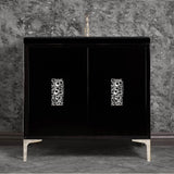 Linkasink - Frame 36'' Wide Black Vanity with Polished Nickel Coral Grate and Legs, 36'' x 22'' x 33.5'' (without vanity top) - Black with Polished Nickel Hardware