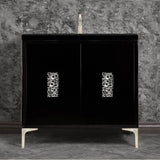 Linkasink - Frame 36'' Wide Black Vanity with Satin Nickel Coral Grate and Legs, 36'' x 22'' x 33.5'' (without vanity top) - Black with Satin Nickel Hardware