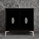 Linkasink - Frame 36'' Wide Black Vanity with Polished Nickel Deco Grate and Legs, 36'' x 22'' x 33.5'' (without vanity top) - Black with Polished Nickel Hardware