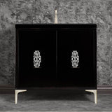 Linkasink - Frame 36'' Wide Black Vanity with Satin Nickel Deco Grate and Legs, 36'' x 22'' x 33.5'' (without vanity top) - Black with Satin Nickel Hardware