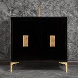 Linkasink - Frame 36'' Wide Black Vanity with Polished Brass Louver Grate and Legs, 36'' x 22'' x 33.5'' (without vanity top) - Black with Polished Brass Hardware
