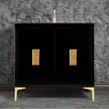 Linkasink - Frame 36'' Wide Black Vanity with Satin Brass Louver Grate and Legs, 36'' x 22'' x 33.5'' (without vanity top) - Black with Satin Brass Hardware