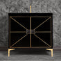 Linkasink - DIVERGENCE with Artisan Glass Hardware 36'' Wide Vanity, Black, Polished Brass Hardware, 36'' x 22'' x 33.5'' (without vanity top) - Polished Brass with Black Glass