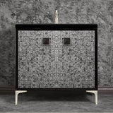 Linkasink - MOTHER OF PEARL with 3'' Artisan Glass Prism Hardware 36'' Wide Vanity, Black, Satin Nickel Hardware, 36'' x 22'' x 33.5'' (without vanity top) - Satin Nickel with Black Prism Glass