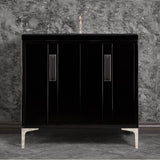 Linkasink - TUXEDO with 8'' Artisan Glass Prism Hardware 36'' Wide Vanity, Black, Polished Nickel Hardware, 36'' x 22'' x 33.5'' (without vanity top) - Polished Nickel with Black Prism Glass