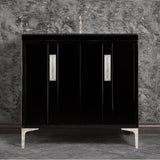 Linkasink - TUXEDO with 8'' Artisan Glass Prism Hardware 36'' Wide Vanity, Black, Polished Nickel Hardware, 36'' x 22'' x 33.5'' (without vanity top) - Polished Nickel with Ã‰glomisÃ© Prism Glass