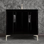 Linkasink - TUXEDO with 8'' Artisan Glass Prism Hardware 36'' Wide Vanity, Black, Satin Nickel Hardware, 36'' x 22'' x 33.5'' (without vanity top) - Satin Nickel with Black Tiger Prism Glass