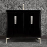 Linkasink - TUXEDO with 8'' Artisan Glass Prism Hardware 36'' Wide Vanity, Black, Satin Nickel Hardware, 36'' x 22'' x 33.5'' (without vanity top) - Satin Nickel with Ã‰glomisÃ© Prism Glass