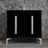 Linkasink - TUXEDO with 18'' Artisan Glass Prism Hardware 36'' Wide Vanity, Black, Satin Nickel Hardware, 36'' x 22'' x 33.5'' (without vanity top) - Satin Nickel with Ã‰glomisÃ© Prism Glass