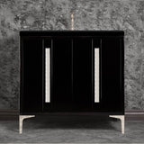 Linkasink - TUXEDO with 18'' Artisan Glass Pyramid Hardware 36'' Wide Vanity, Black, Polished Nickel Hardware, 36'' x 22'' x 33.5'' (without vanity top) - Polished Nickel with Ã‰glomisÃ© Pyramid Glass